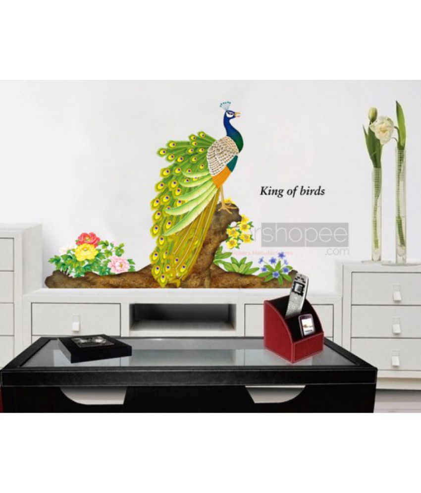     			Jaamso Royals pecock PVC Multicolour Wall Sticker - Pack of 1