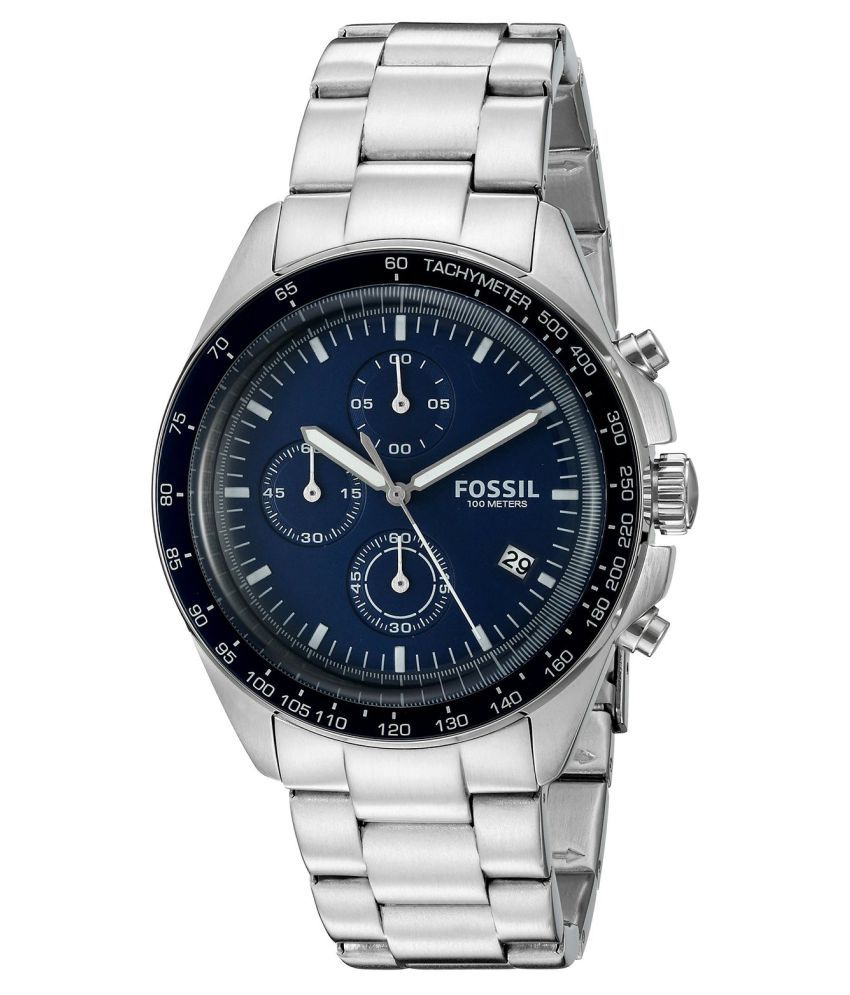 fossil chronograph silver dial men's watch