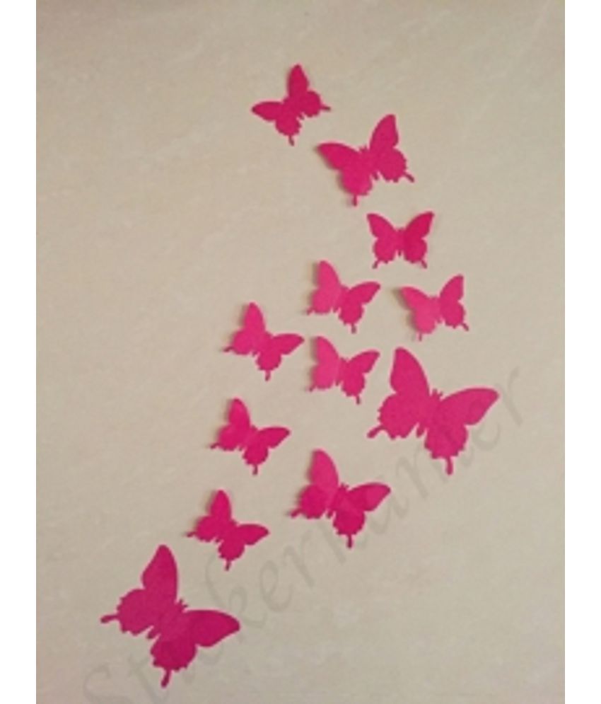     			Jaamso Royals 3D Butterflies PVC Pink Wall Sticker - Pack of 1