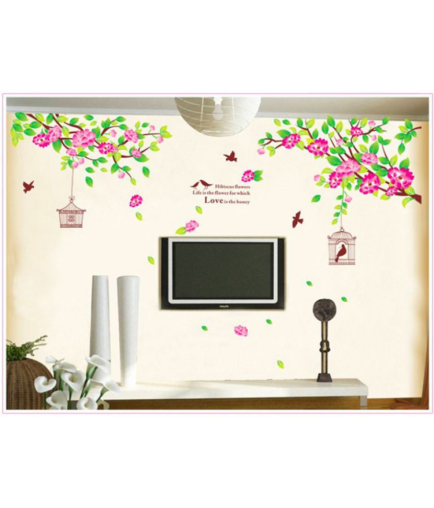     			Jaamso Royals Pink Tree Nature PVC Multicolour Wall Sticker - Pack of 1