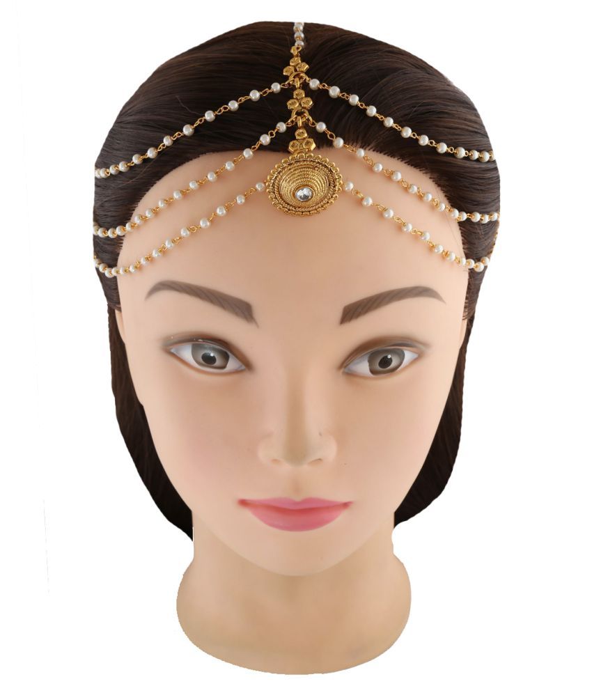 Anuradha Art Golden Colour White Colour Rajasthani Look Borla Pattern