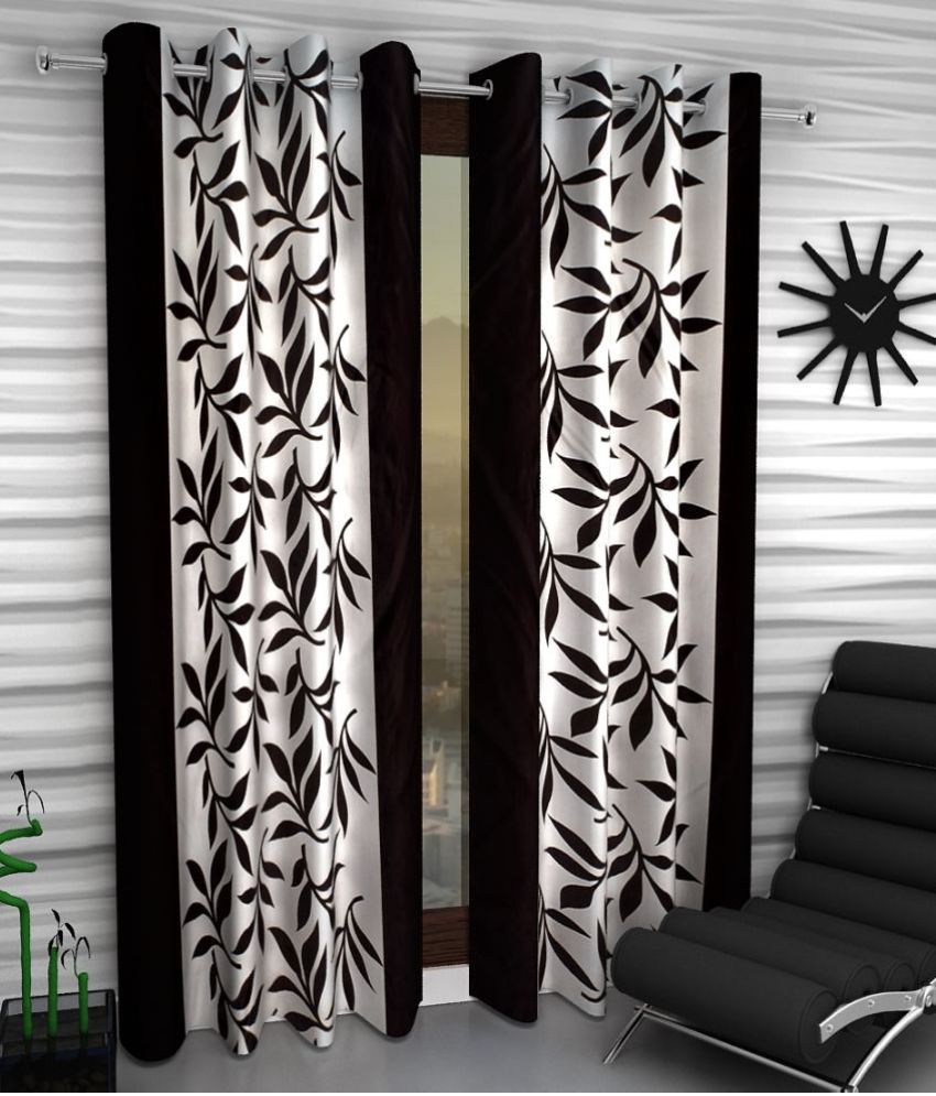     			Tanishka Fabs Printed Semi-Transparent Eyelet Door Curtain 7 ft Pack of 2 -Multi Color