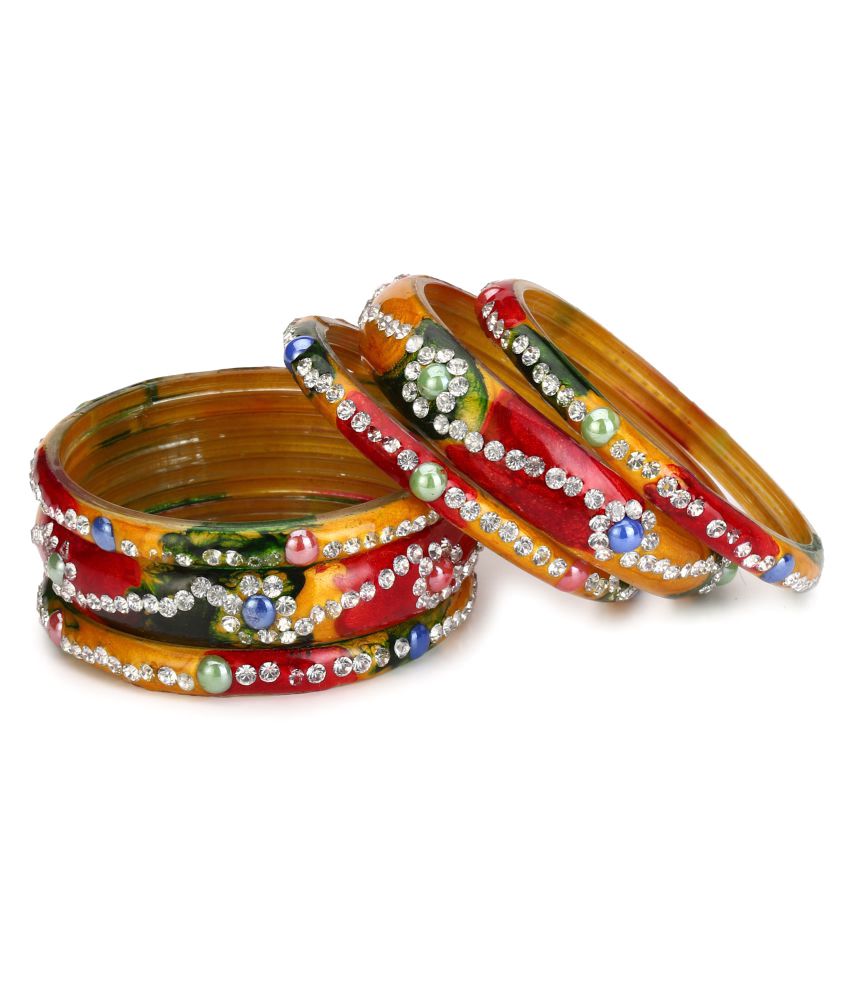     			Somil Multi Color 2 Kada & 4 Bangle Set decorative With Colorful Beads & Stones With Safety Box-DM_2.4