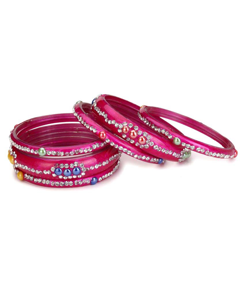     			Somil Red Color 2 Kada & 4 Bangle Set decorative With Colorful Beads & Stones With Safety Box-DL_2.2