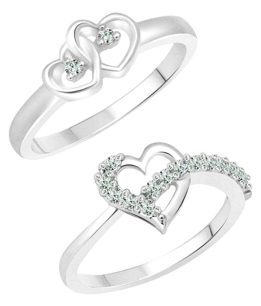     			Vighnaharta Valentine Graceful Heart CZ Rhodium Plated Alloy Combo Ring set for Women and Girls [1047FRR-1076FRR] - [VFJ1240FRR11]