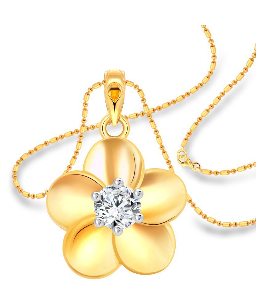     			Vighnaharta Dream Flower Solitaire CZ Gold and Rhodium Plated Alloy Pendant with Chain for Women and Girls - [VFJ1223PG]