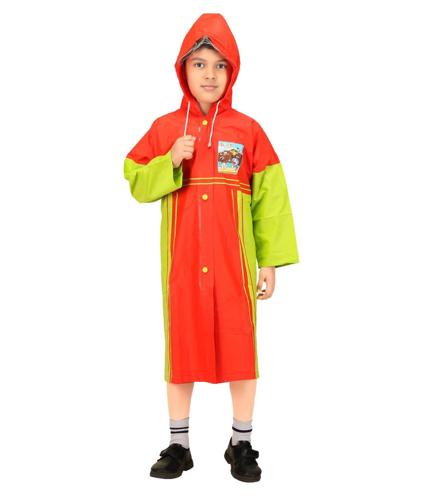 Real Rainwear Red Baggy Printed PVC Fabric Raincoat for Boys Buy Real
