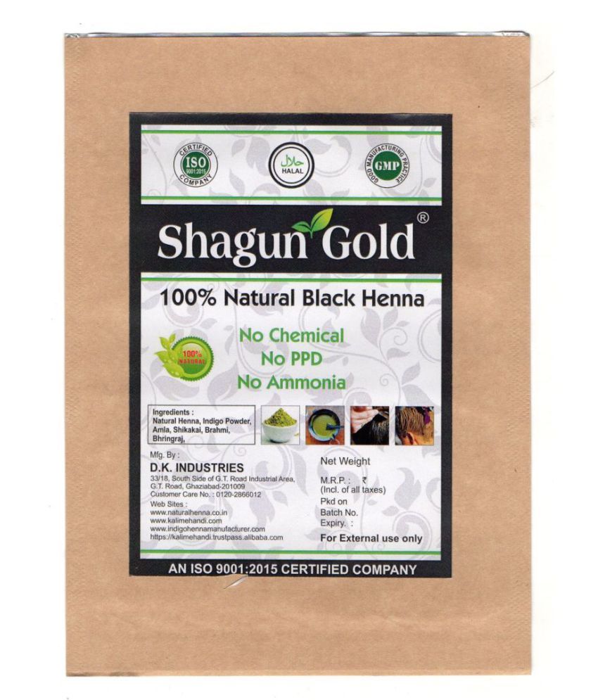 Shagun Gold Natural Black Henna Semi Permanent Hair Color Black 400 Gm Pack Of 2 Buy Shagun 