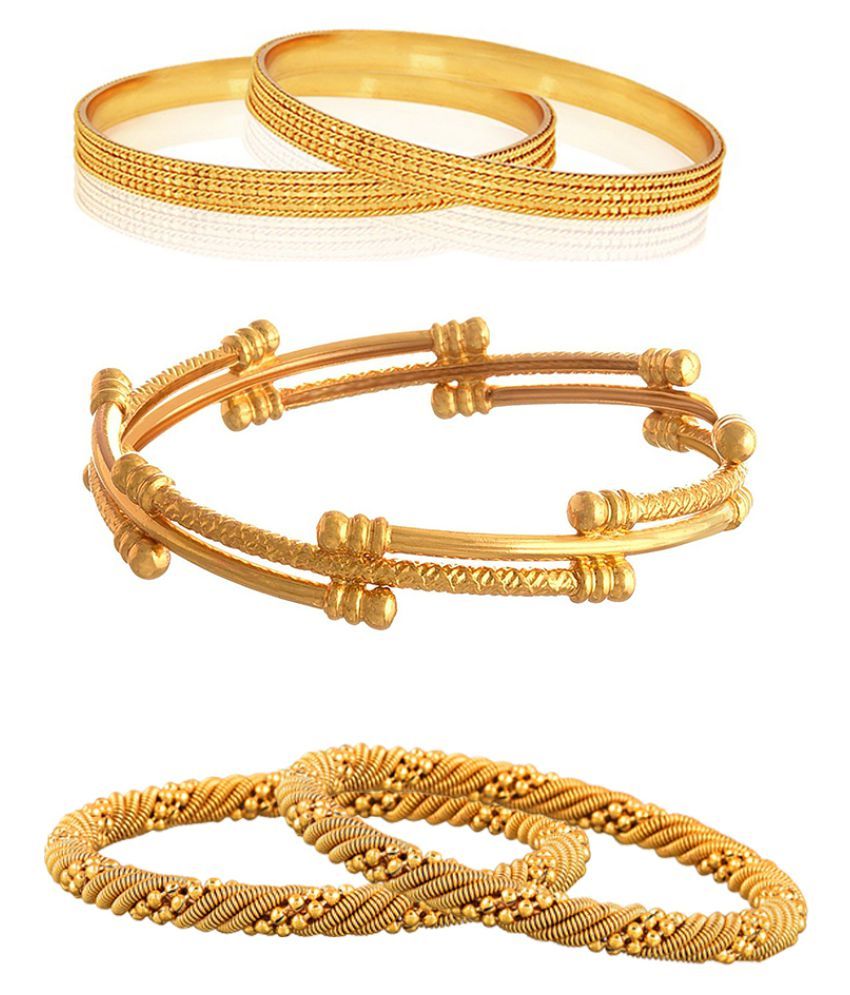     			Zeneme Contemporary Gold Plated Bangle Combo Set