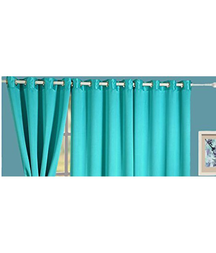 Nysha Set Of 2 Long Door Eyelet Curtains Solid Aqua Buy Nysha