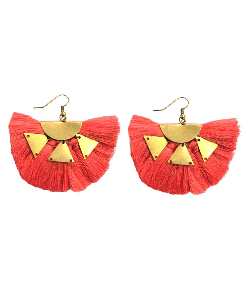 TIARAA Pink Tassel Fringe Earrings - Buy TIARAA Pink Tassel Fringe ...