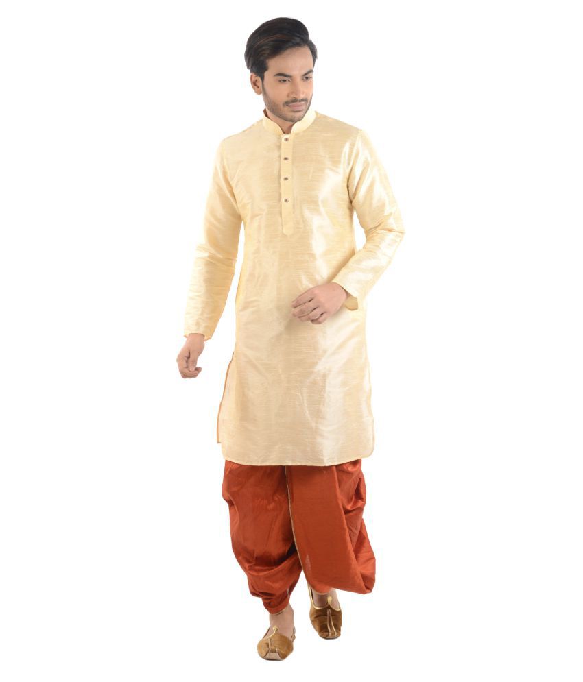     			Deyann Beige Silk Blend Dhoti Kurta Set