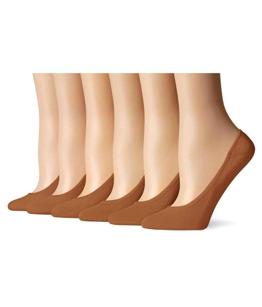     			Tahiro Brown Cotton No Show Socks - Pack Of 6