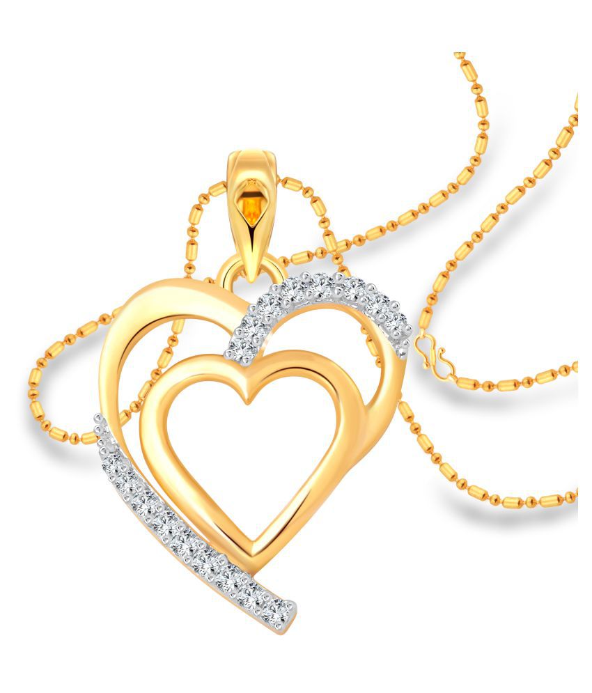    			Vighnaharta Creation Heart CZ Gold and Rhodium Plated Alloy Pendant with Chain for Girls and Women - [VFJ1211PG]