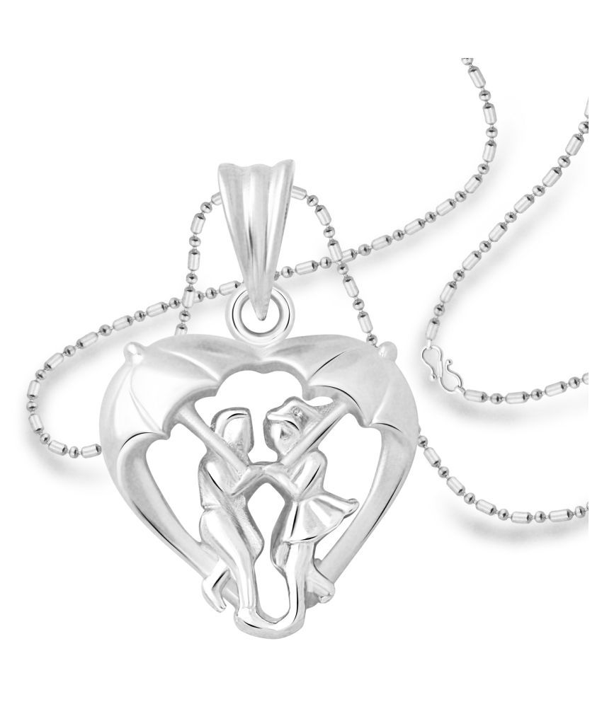     			Vighnaharta GF BF Heart Plain Rhodium Plated Alloy Pendant with Chain for Girls and Women - [VFJ1218PR]