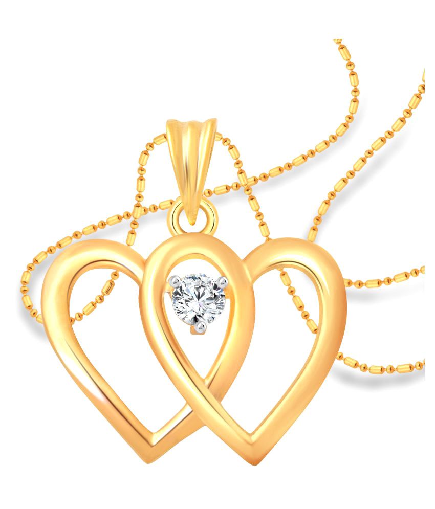     			Vighnaharta Golden Magic Heart Solitaire CZ Gold and Rhodium Plated Alloy Pendant with Chain for Girls and Women - [VFJ1221PG]