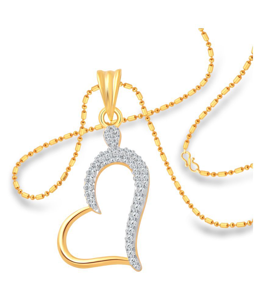     			Vighnaharta Impressive Heart CZ Gold and Rhodium Plated Alloy Pendant with Chain for Girls and Women - [VFJ1209PG]