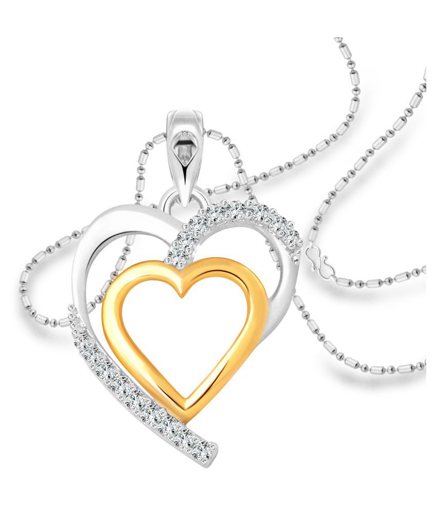     			Vighnaharta New Creation Heart CZ Rhodium Plated Alloy Pendant with Chain for Girls and Women - [VFJ1211PR]
