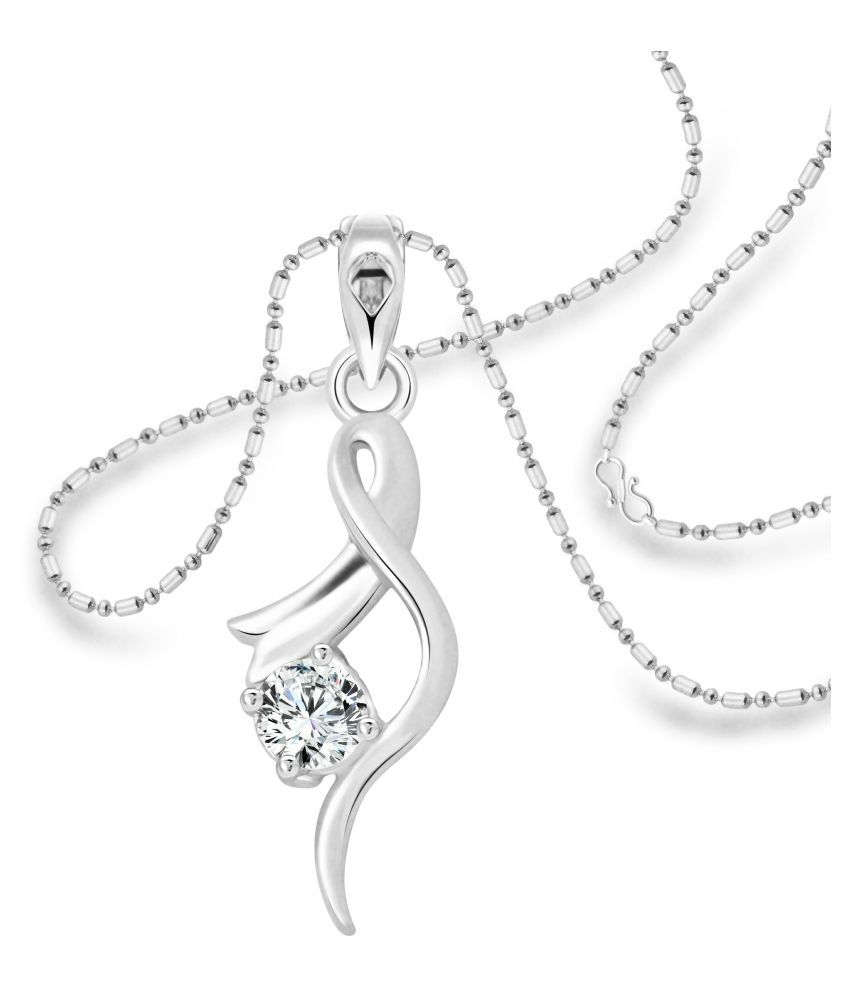     			Vighnaharta Youth Solitaire CZ Rhodium Plated Alloy Pendant with Chain for Girls and Women - [VFJ1214PR]
