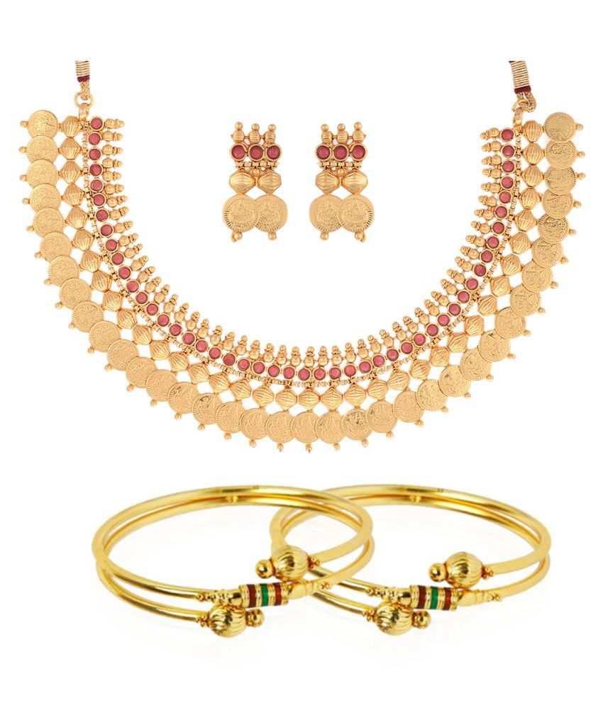     			Zeneme Gold Platted Stunning Necklace combo set