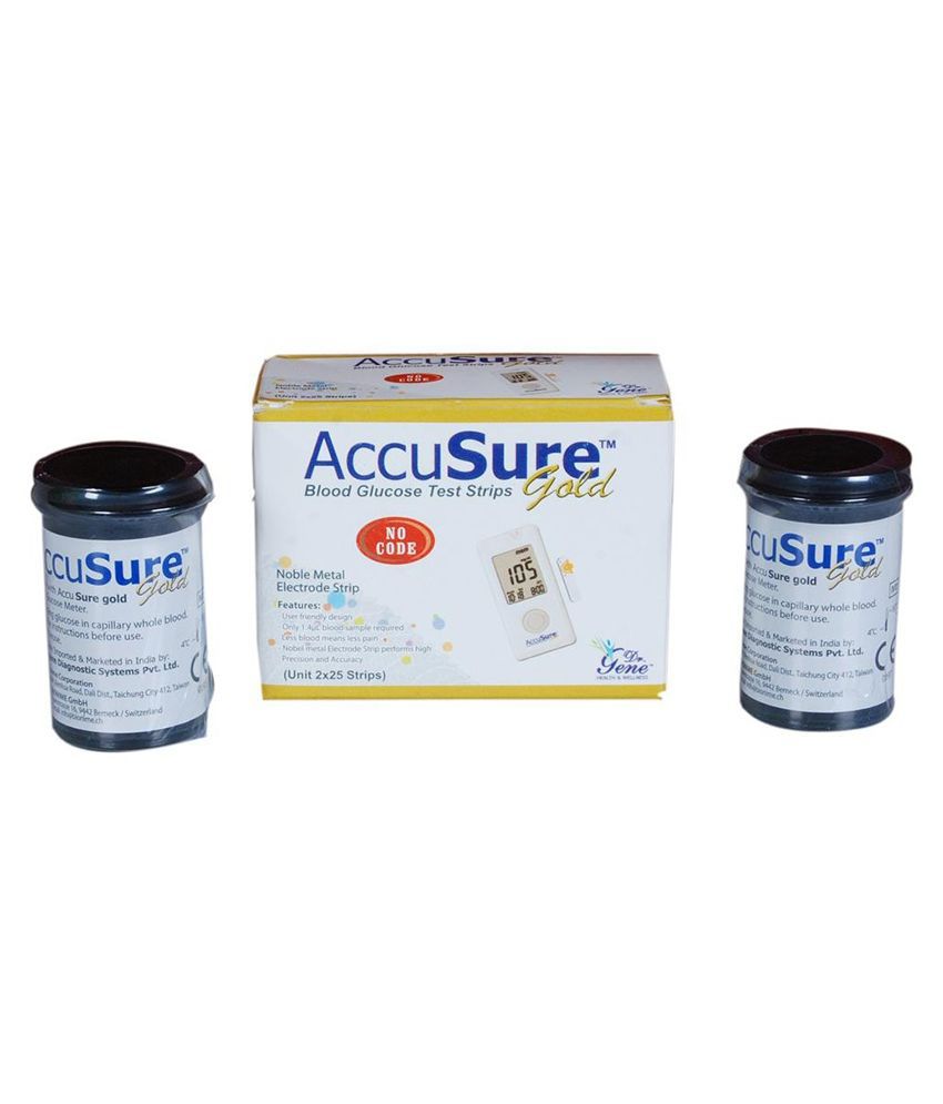     			ACCUSURE GOLD 50 TEST STRIPS ONLY(Pack of 1x50)