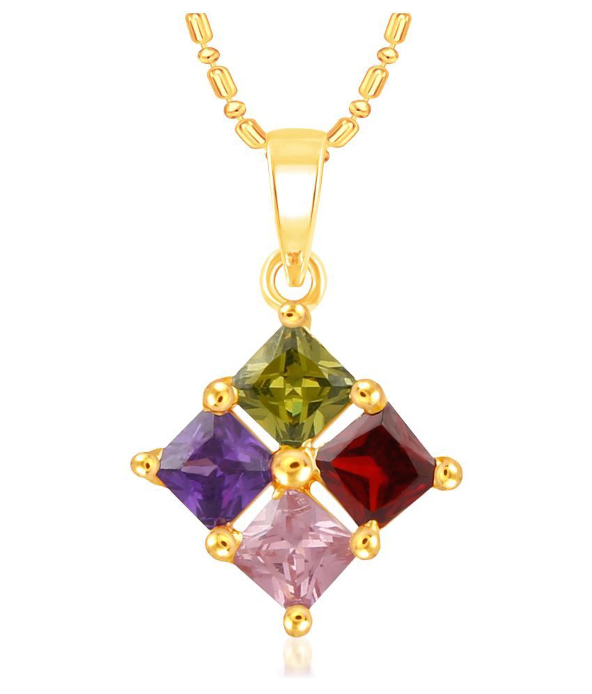 VK Jewels Stone Flower Multicolor Gold and Rhodium Plated Alloy Pendant ...