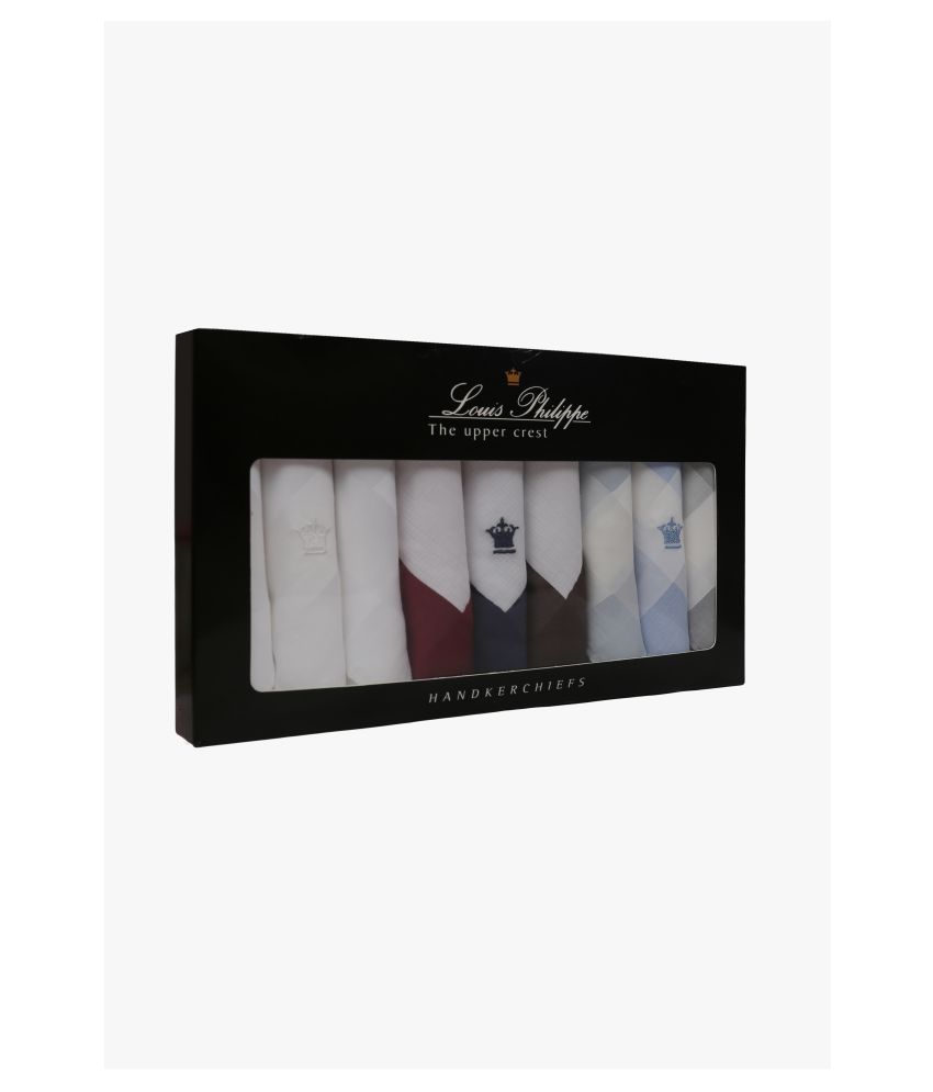 Louis Philippe Cotton Handkerchiefs Pack of 9 Contain Brand logo on it: Buy Online at Low Price ...