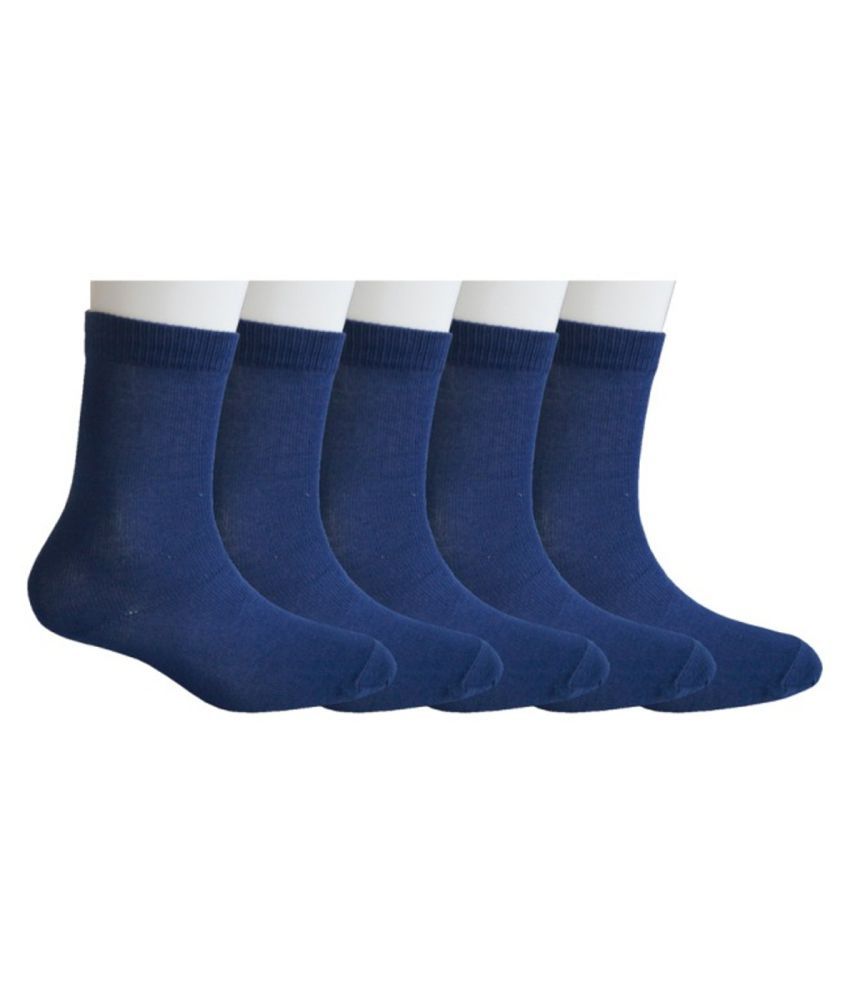     			Tahiro Blue Cotton Mid  Length Socks - Pack Of 5