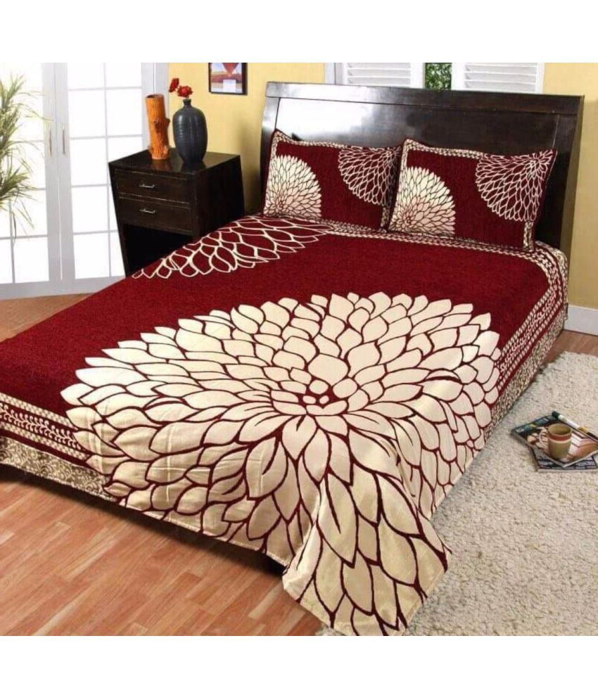 Attractivehomes Velvet Double Bedsheet with 2 Pillow Covers Buy