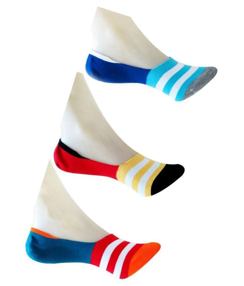     			Tahiro Multicolour Striped Cotton Footies Loafer Socks - Pack Of 3