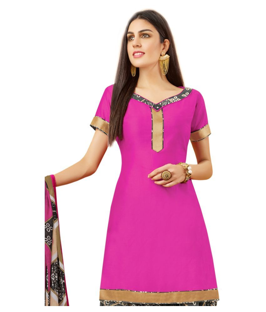 JK apparels Pink Cotton Dress Material - Buy JK apparels Pink Cotton ...