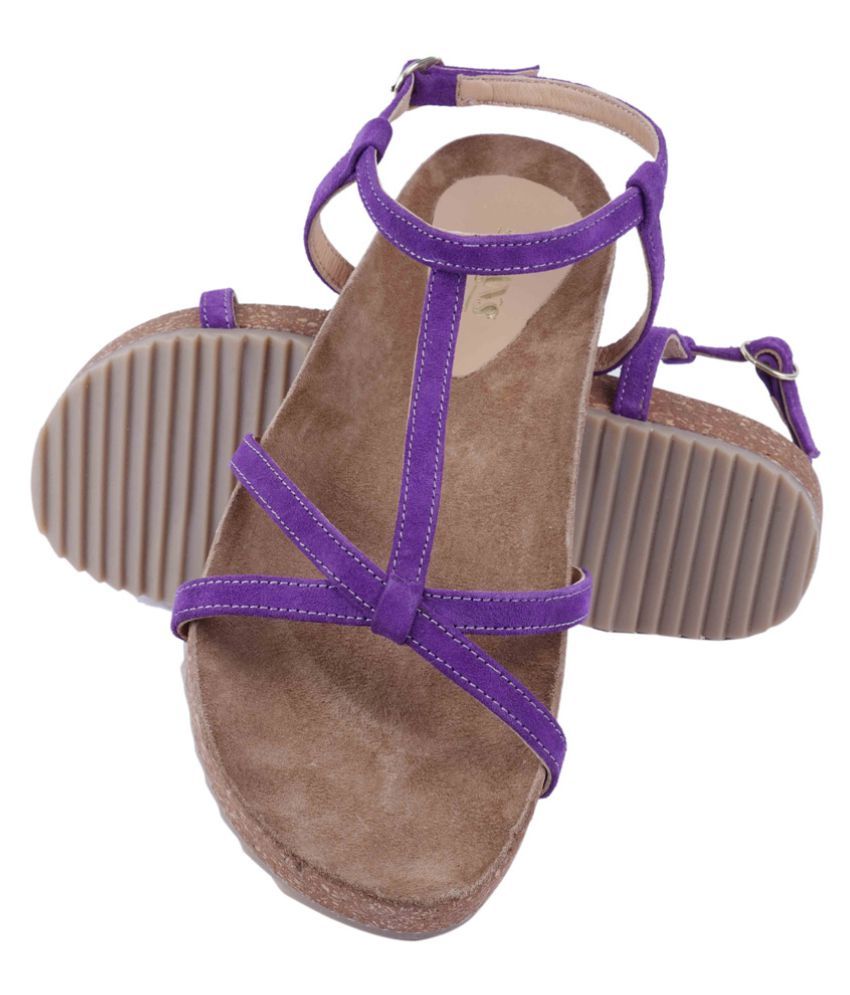 purple flats with ankle strap