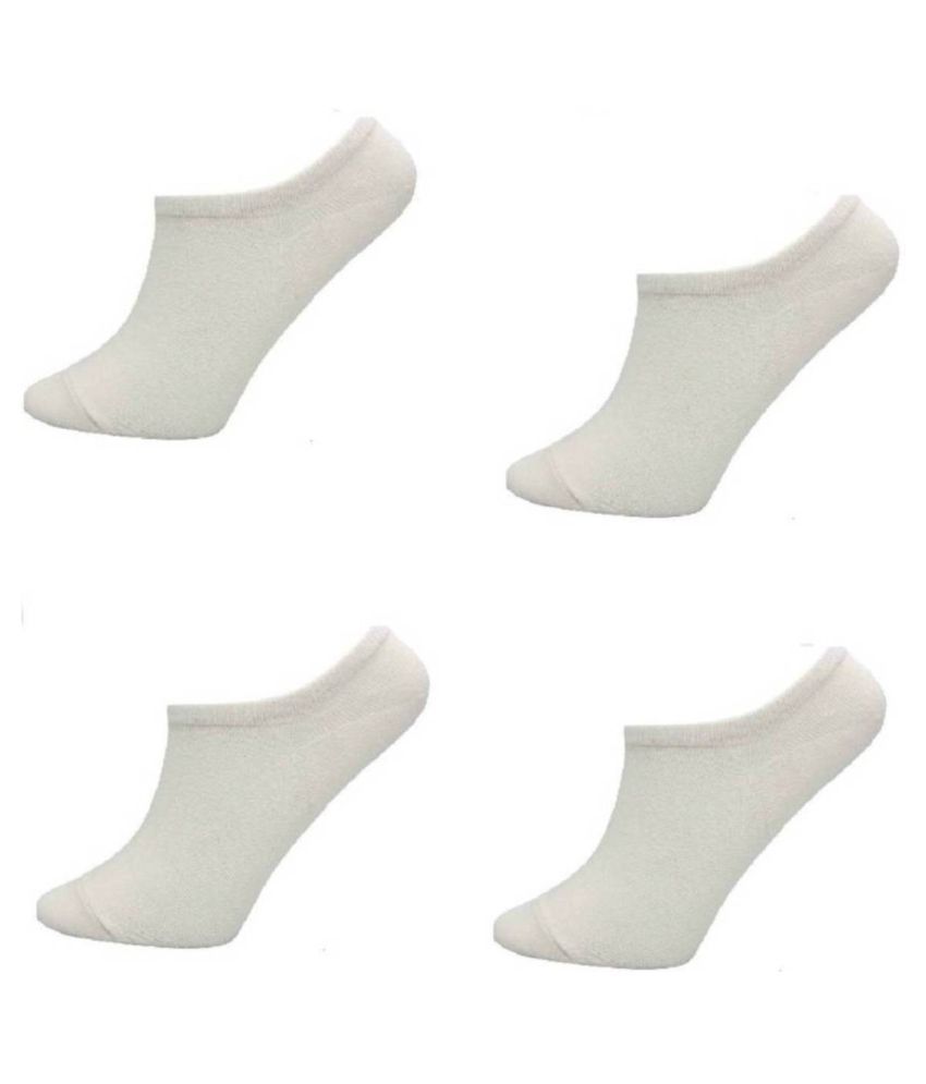    			Tahiro White Cotton Footies Loafer Socks - Pack Of 4