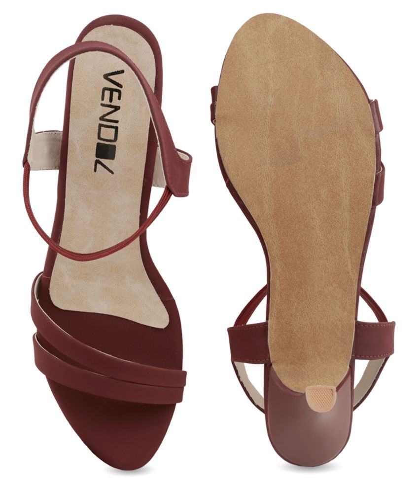 VENDOZ Maroon Kitten Heels Price in India- Buy VENDOZ Maroon Kitten