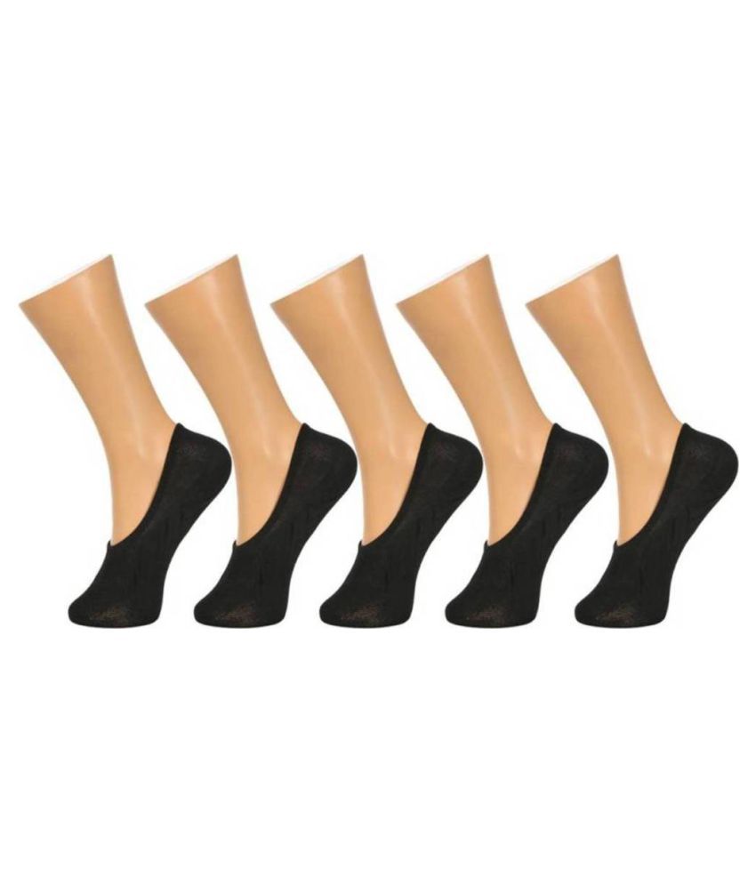     			Tahiro Black Cotton Footies Loafer Socks - Pack Of 5