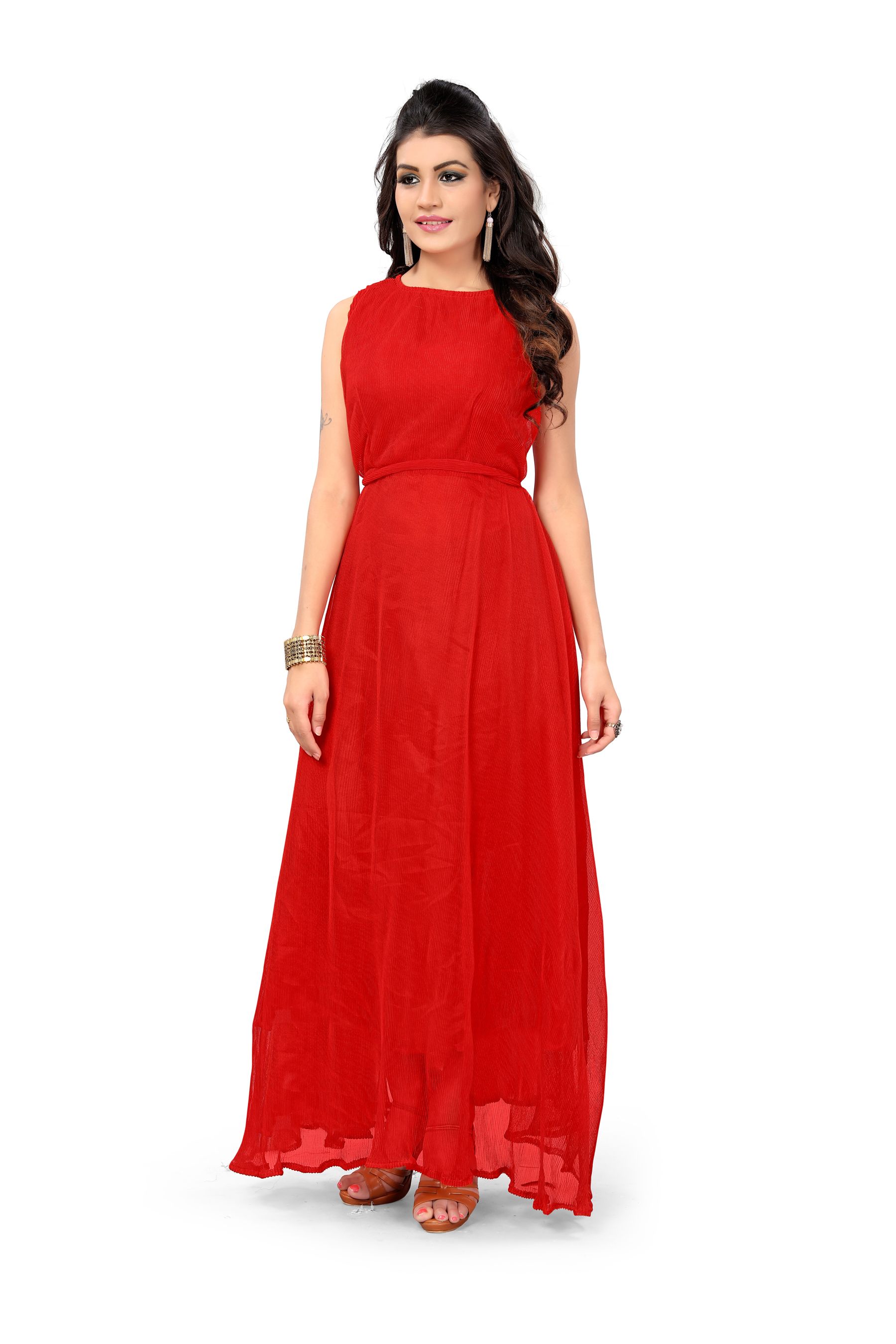 plain red gown