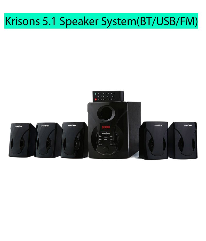 Krisons Smiley 5.1 Bluetooth Multimedia Wooden Speaker System For Home/Theatre Use