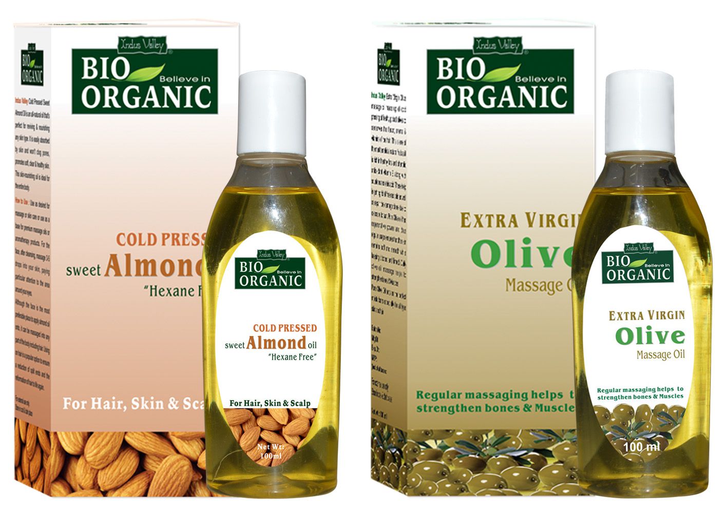     			Indus Valley Almond oil 100ml with Olive oil 100ml Combo Pack