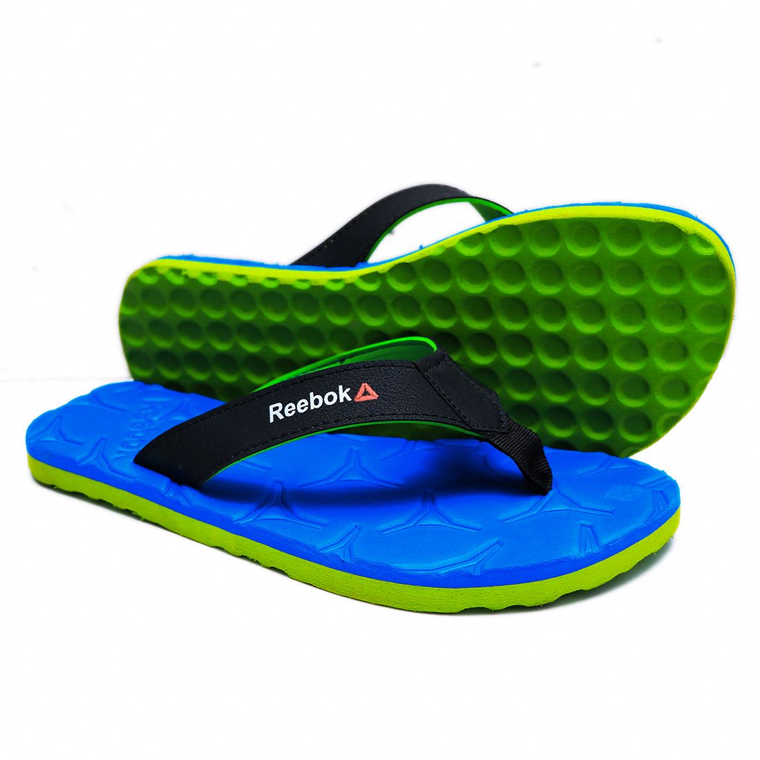 reebok slippers blue
