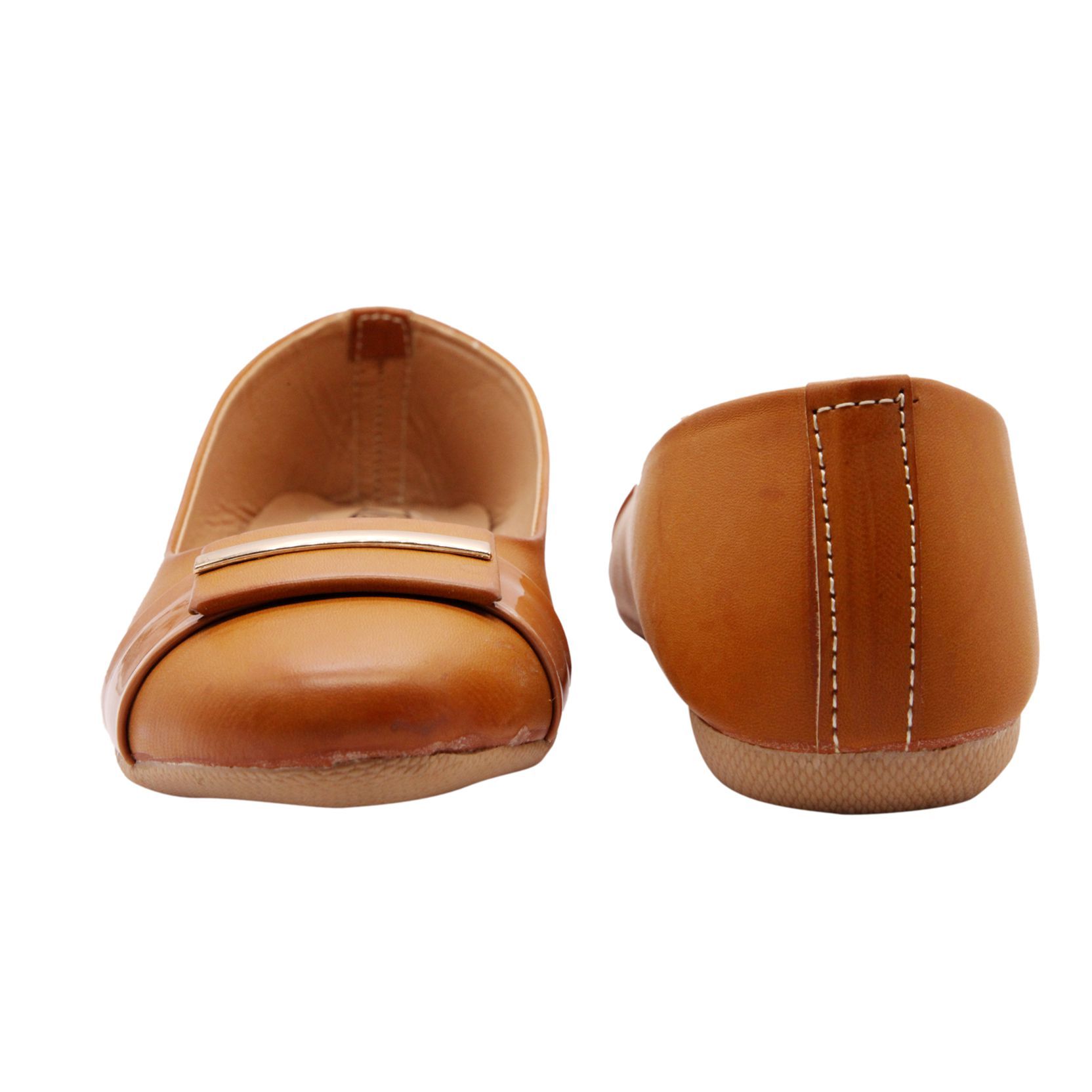 tan leather ballerinas