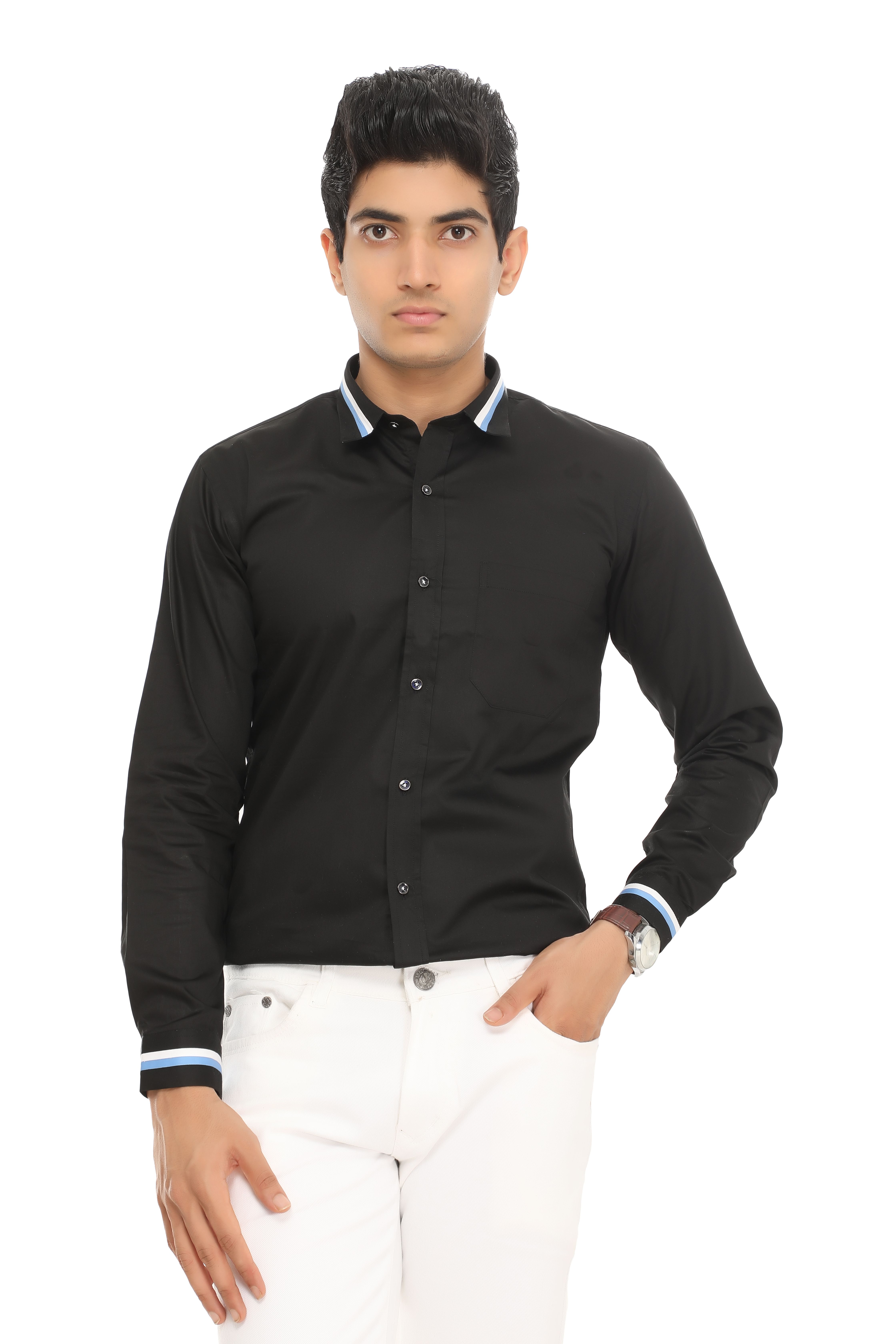 black slim fit shirt online