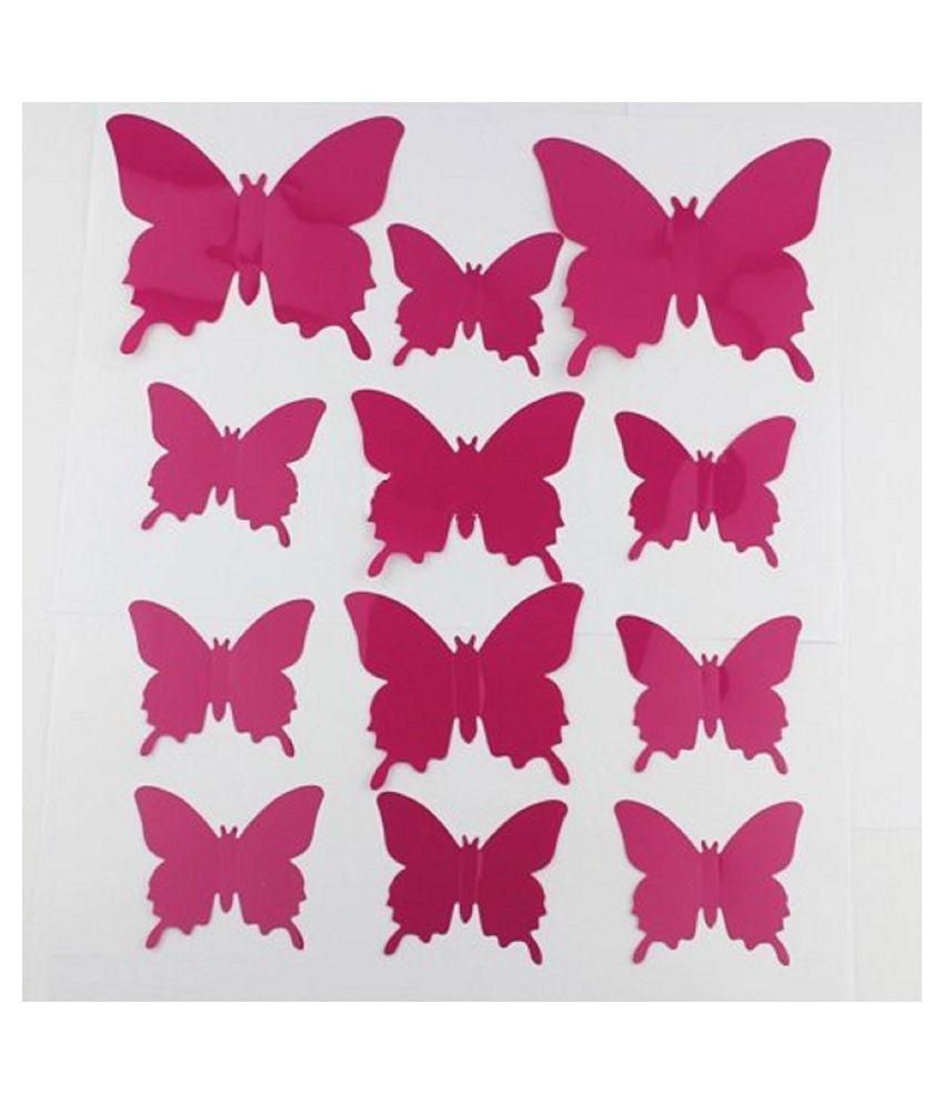     			Jaamso Royals Dark Pink Butterfly Animals Animals PVC 3D Sticker