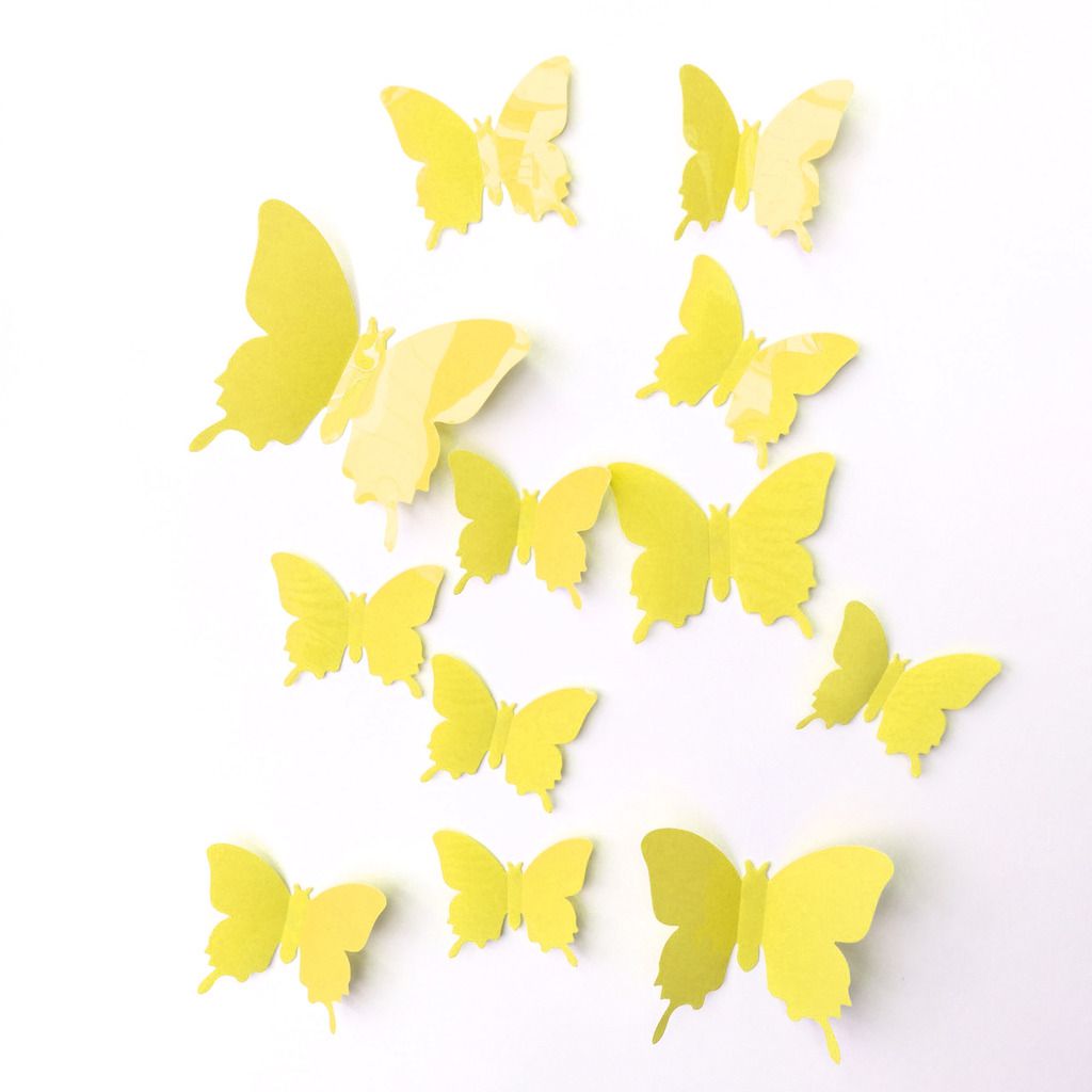     			Jaamso Royals Yellow Butterfly Animals Animals PVC 3D Sticker