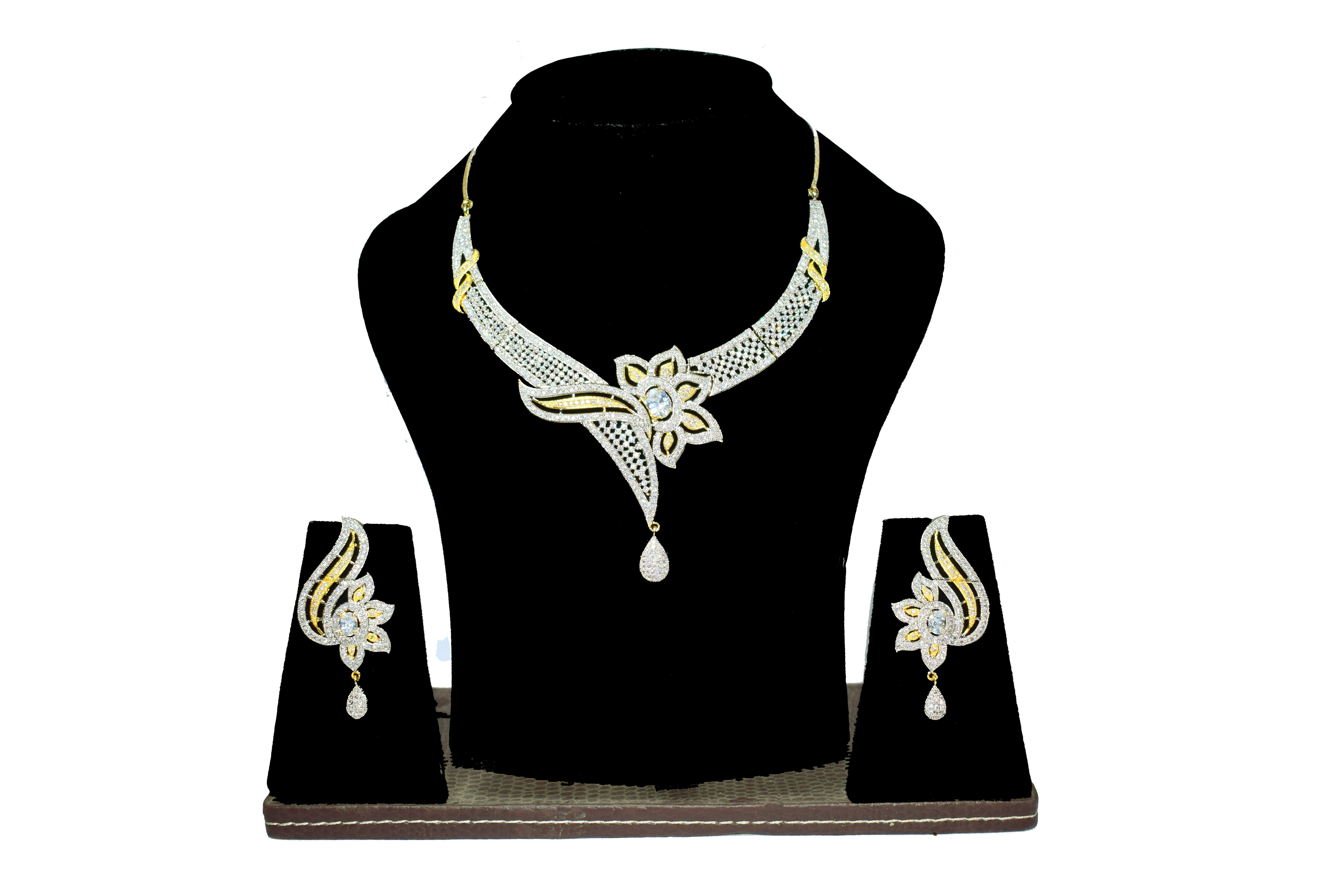 Nks American diamond white necklace for women/girls in crimson necklace