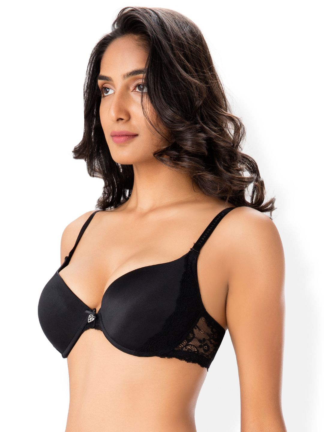 Buy PrettySecrets Polyester Push Up Bra Black Online