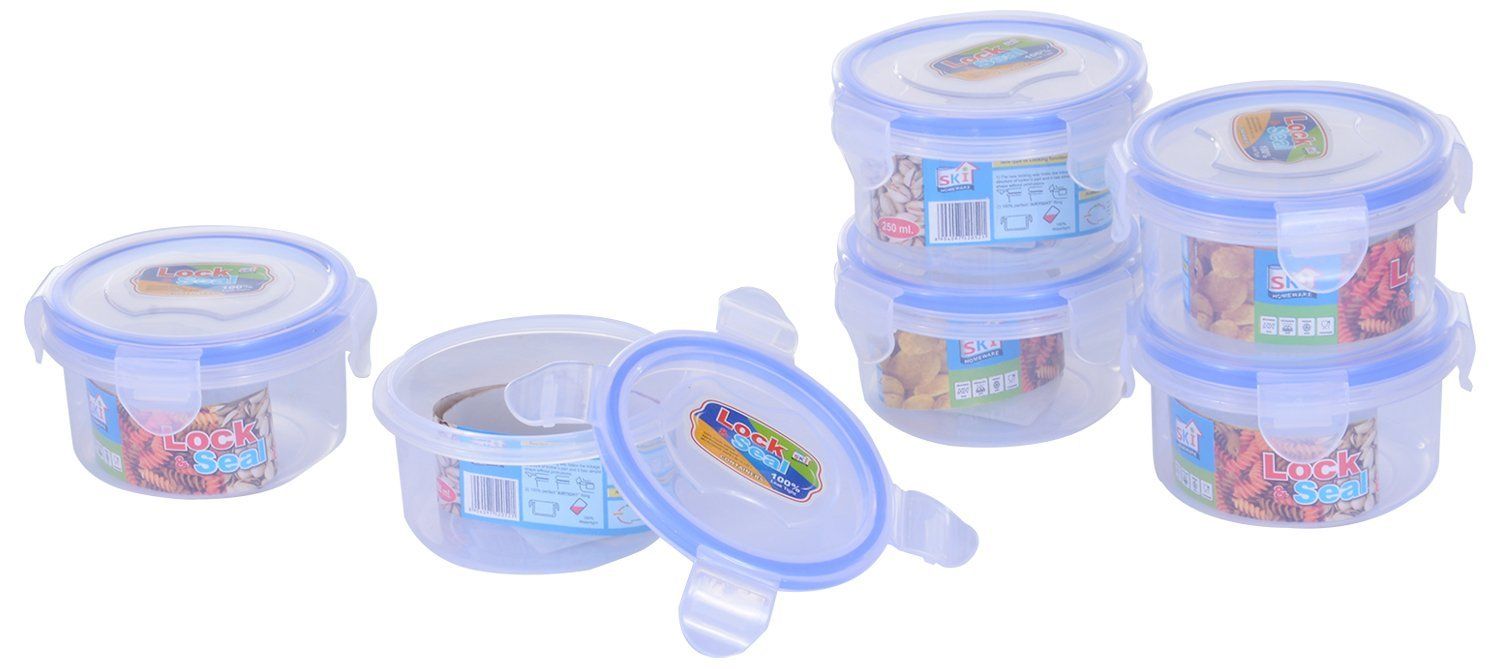 Round Lock & Seal Containers 250 ML - Set of 6 Containers/Airtight