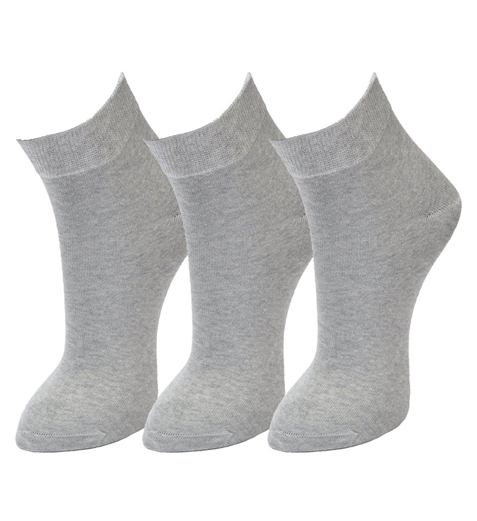     			Tahiro Grey Cotton Ankle Length Socks - Pack Of 3