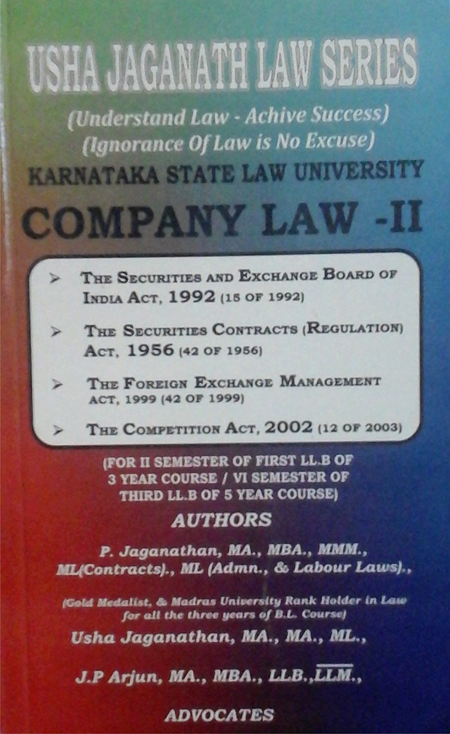 Company Law Ii For Ii Semester Of First Ll B Of 3 Year Course Vi Semester Of Third Ll B Of 5 Year Cour!   se Sebi Act Securities Contracts - 