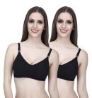 Elina Pack of 2 Cotton Non Padded Women's T-Shirt Bra ( Black )