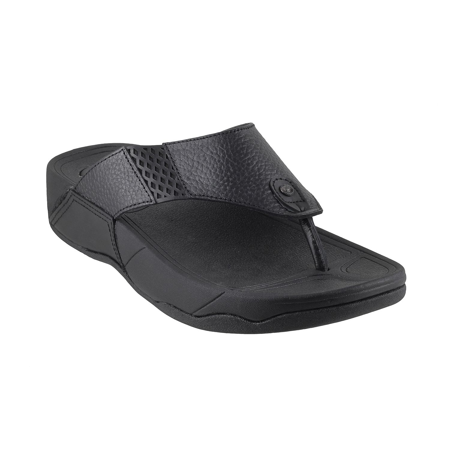 MOCHI MOCHI Men BLACK LEATHER BLACK Daily Slippers Price in India- Buy MOCHI MOCHI Men BLACK 
